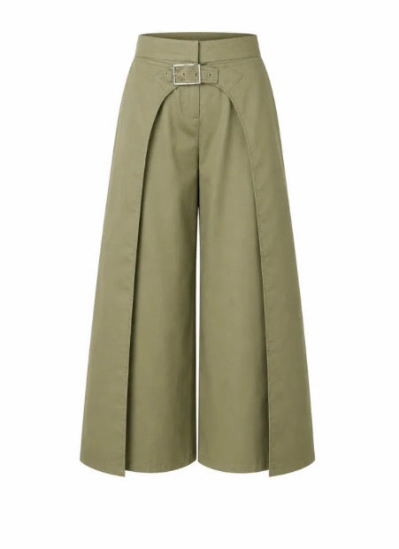 Wide-leg buckle New Gaucho pant in wool blend – HEIKE-NY
