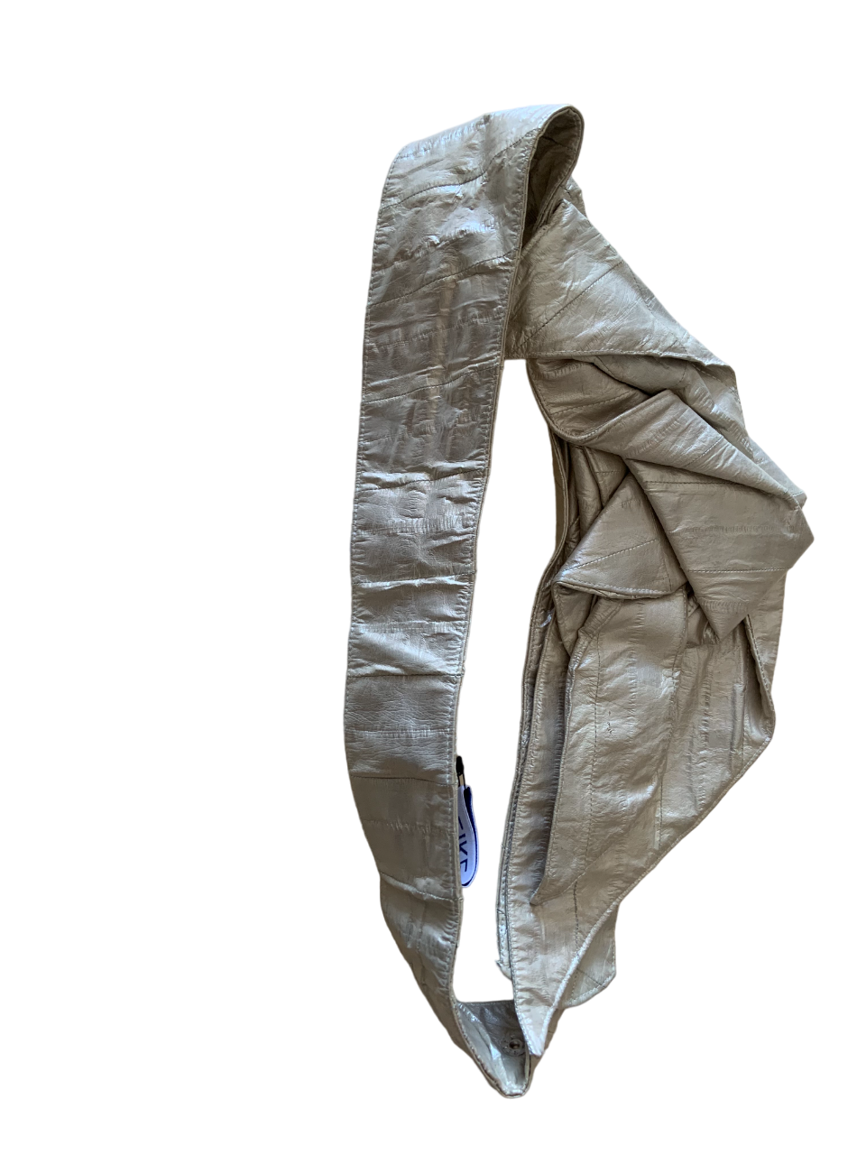 Back of metallic silver eel skin rosette adjustable belt