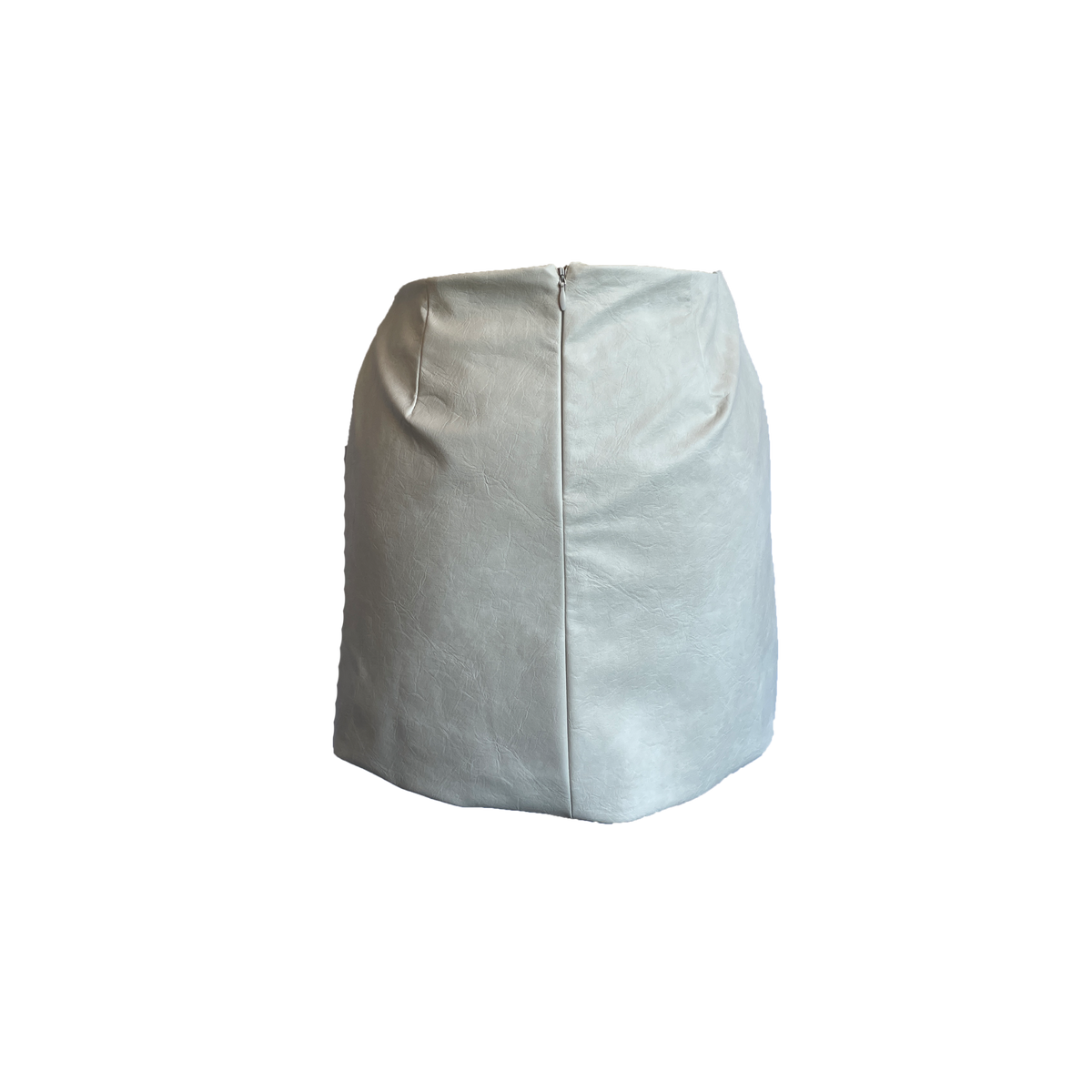 white vegan leather rayon mini skirt
