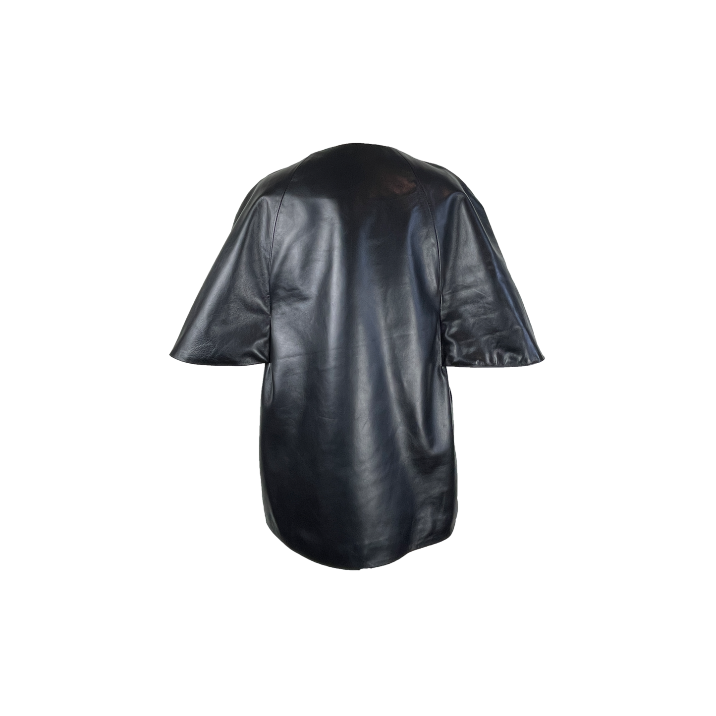 Back of Cape style black coat made of Italian twill tweed