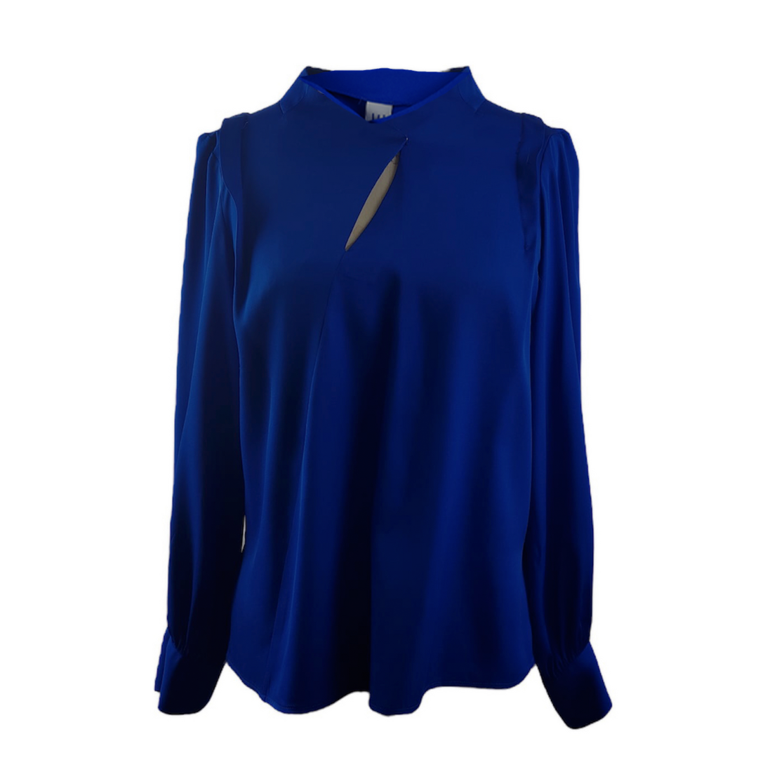 Navy silk blouse