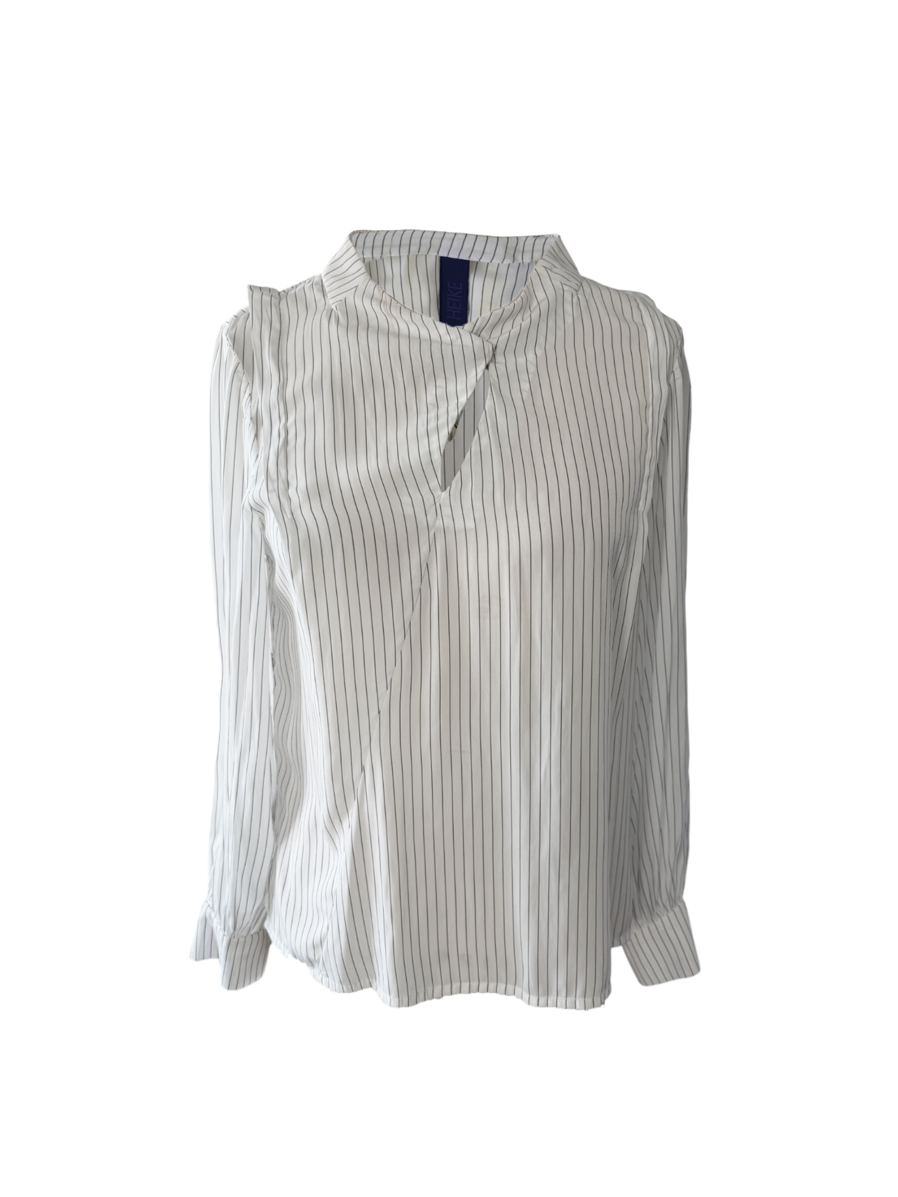 Cupro satin asymmetric Delana blouse in White with black stripes – HEIKE-NY