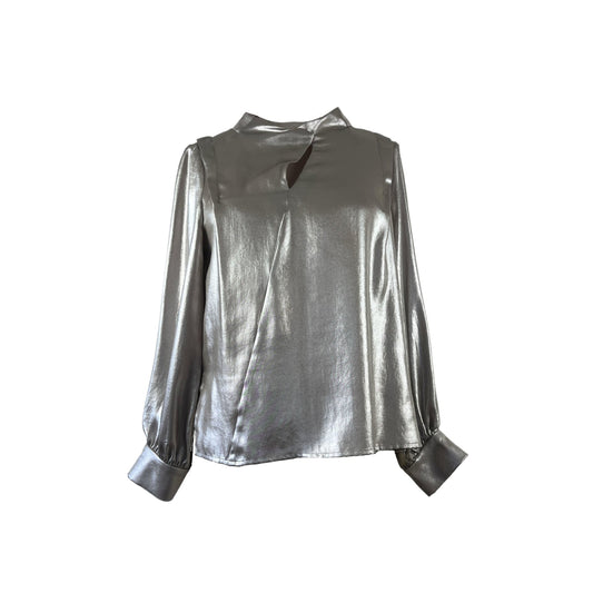 Cupro satin asymmetric Delana blouse in Metallic – HEIKE-NY