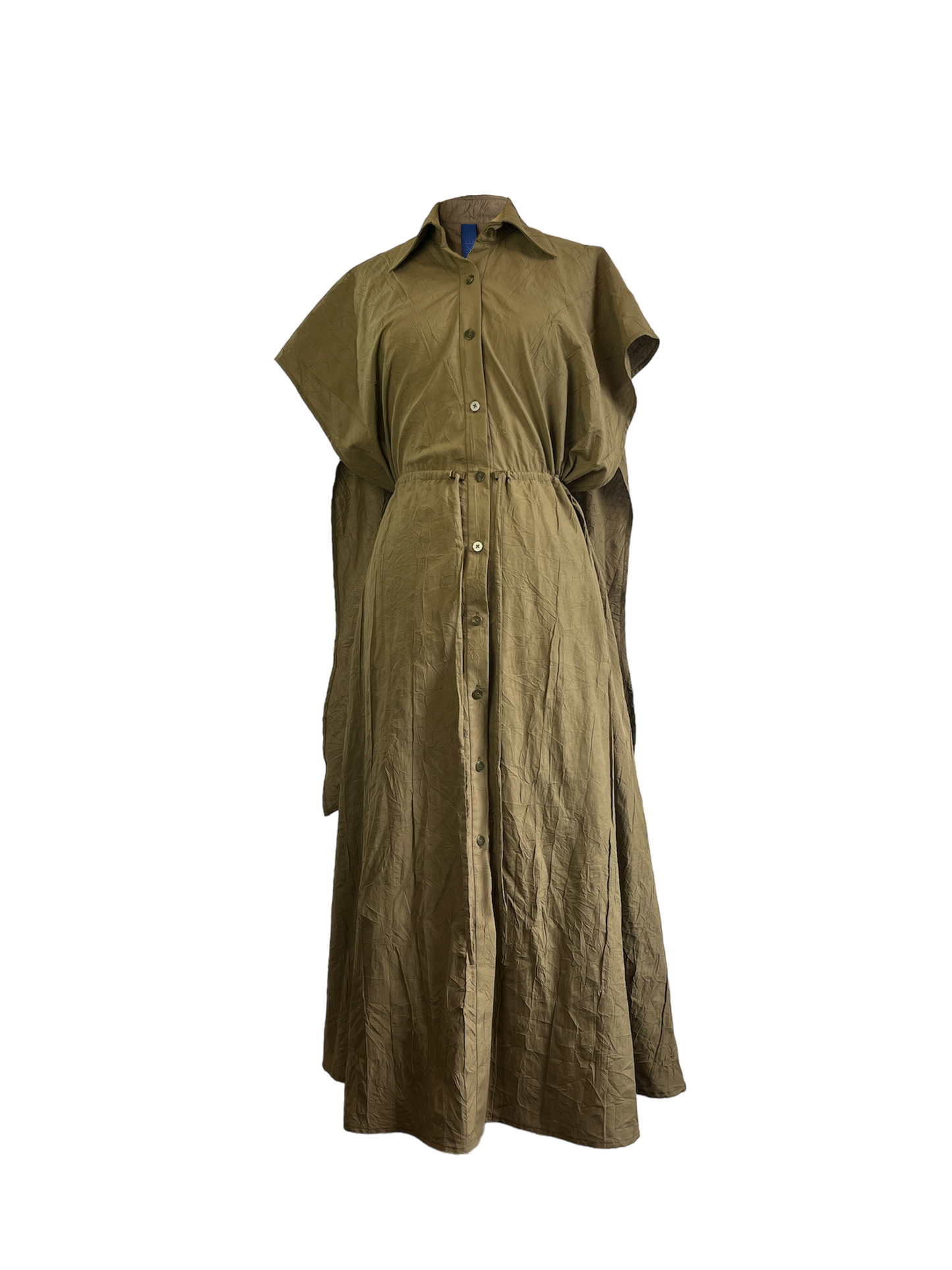 Cotton cupro dress with an adjustable waist and button detailing