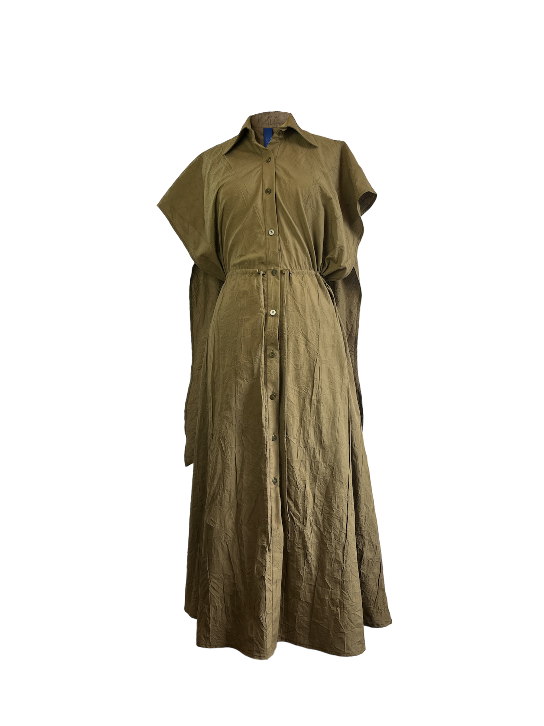 Cotton cupro dress with an adjustable waist and button detailing