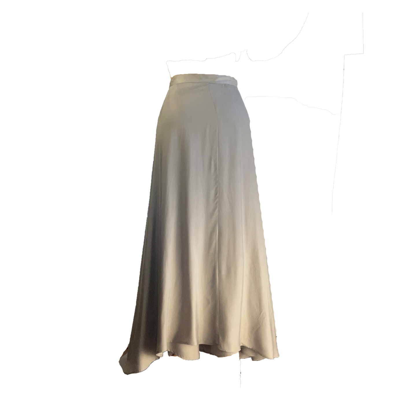 Back of flowy wide-legged pants in taupe