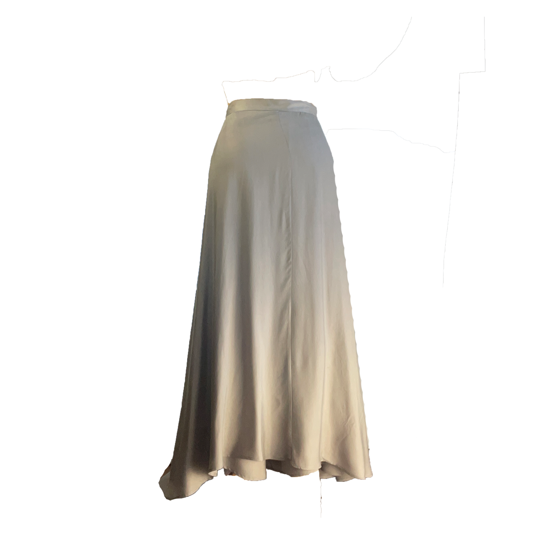 Back of flowy wide-legged pants in taupe
