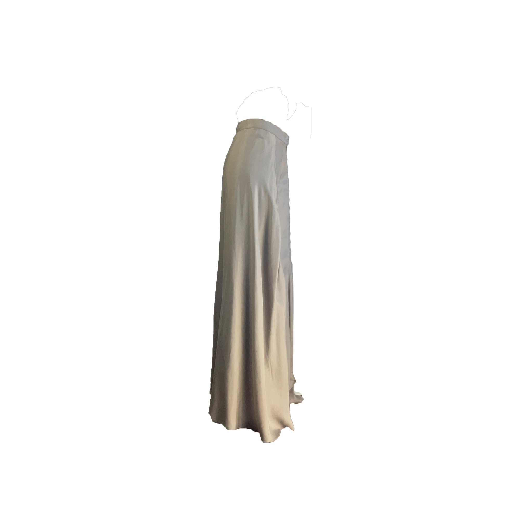 Side of flowy wide-legged pants in taupe
