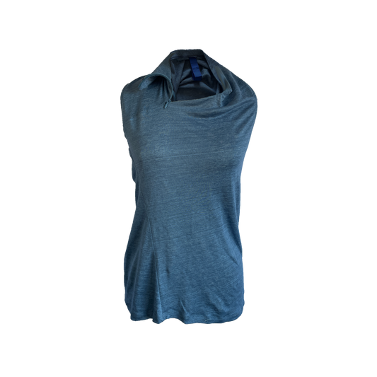 Navy heathered fabric tunic made from linen jersey