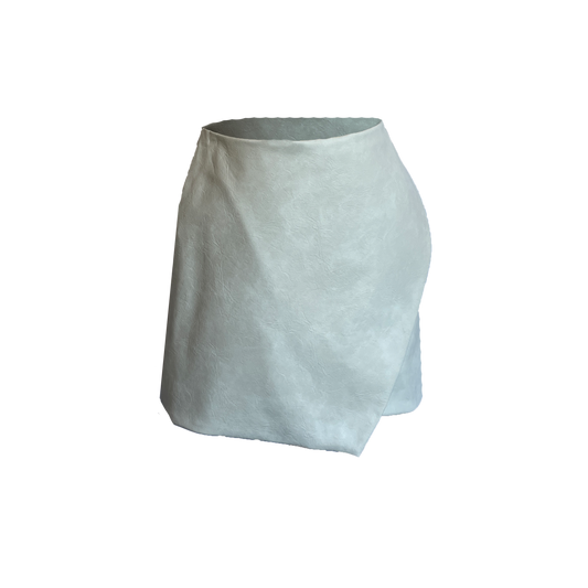 white vegan leather rayon mini skirt