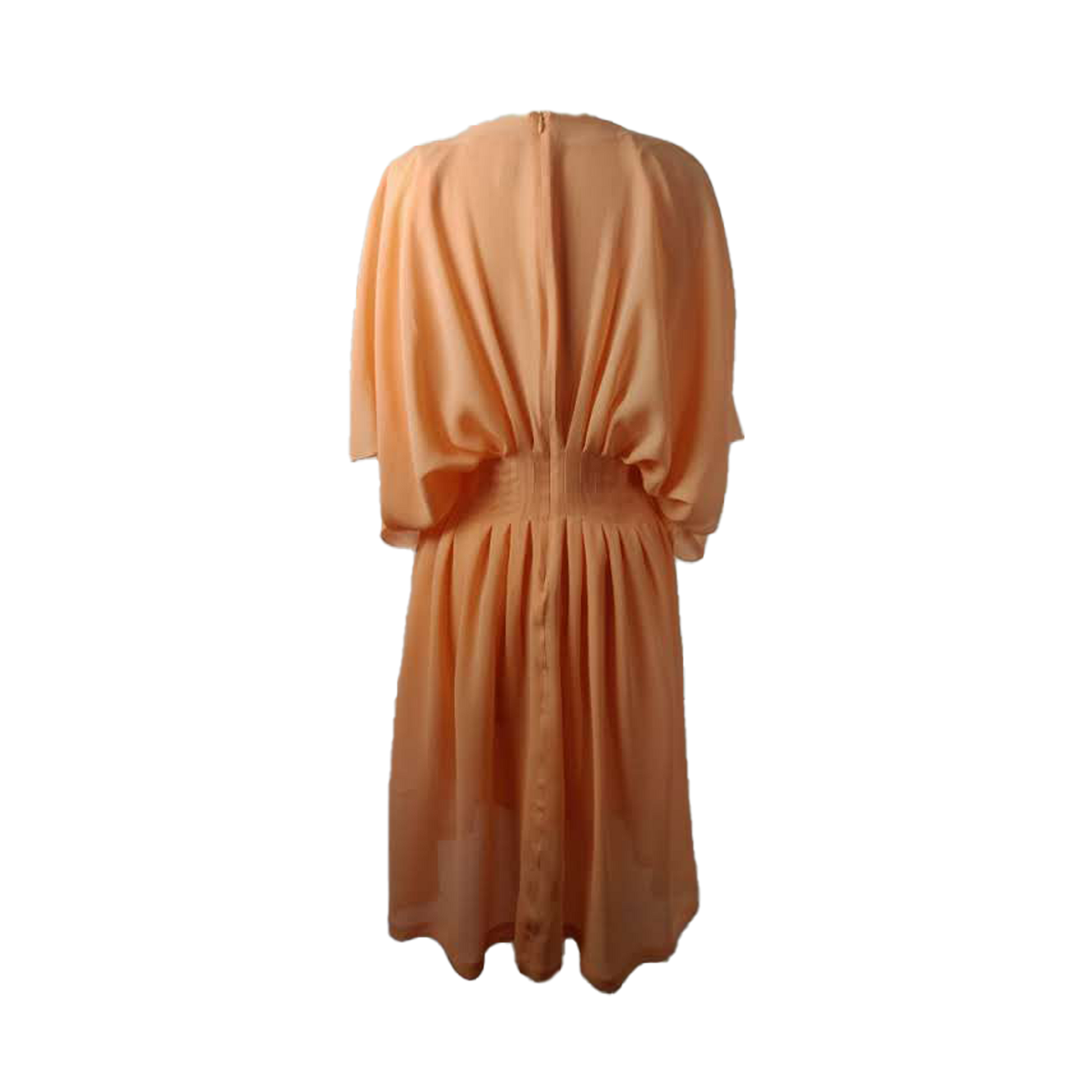 Peach-colored darted, silk dress - HEIKE-NY 