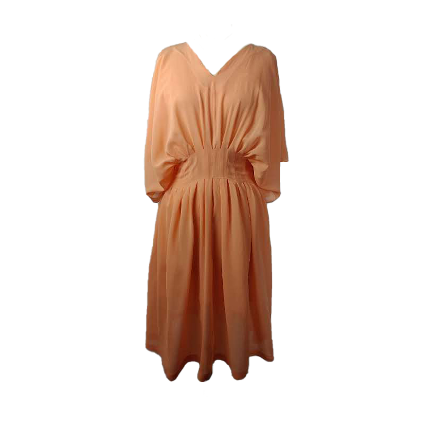 Peach-colored darted, silk dress - HEIKE-NY 