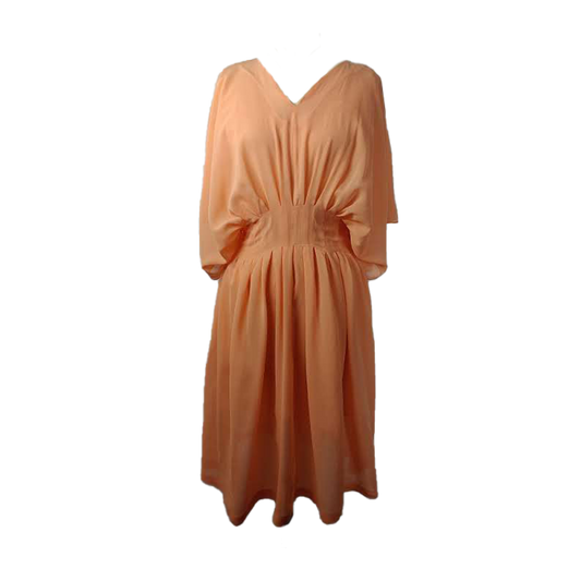 Peach-colored darted, silk dress - HEIKE-NY 